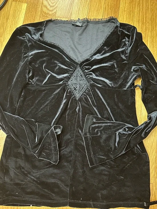 Express Black Velvet Top with Subtle Sheen - Picture 1 of 3